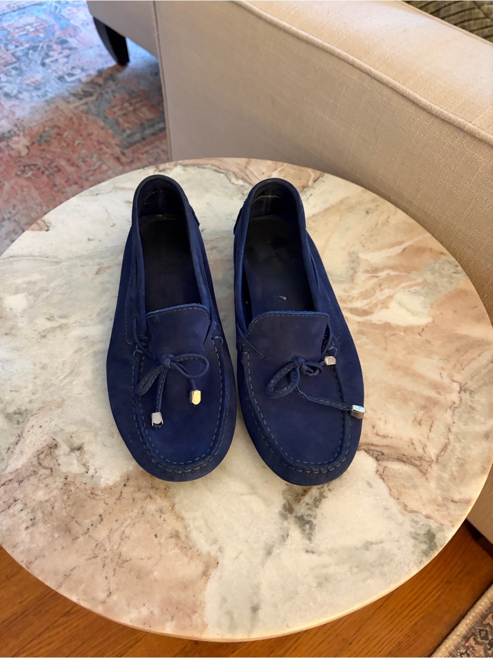 Blue Suede Driving Moccasins